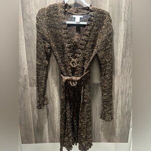 Vertigo Paris Women's Embellished Brown  Knit Cardigan Sweater Size M EUC